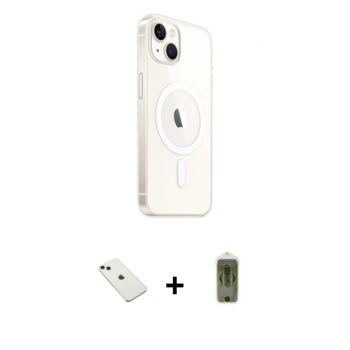 MARSİLYAN™- iPhone 14 Kılıf Ahenk Yansıma Prime - Siyah Joko Magic 5D Hayalet Cam + Diamond Kamera Lens - YL