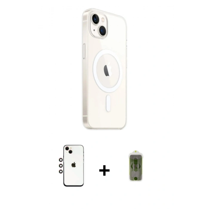 MARSİLYAN™- iPhone 14 Kılıf Ahenk Yansıma Prime - Siyah Joko Magic 5D Hayalet Cam + Shine Kamera Lens - GI