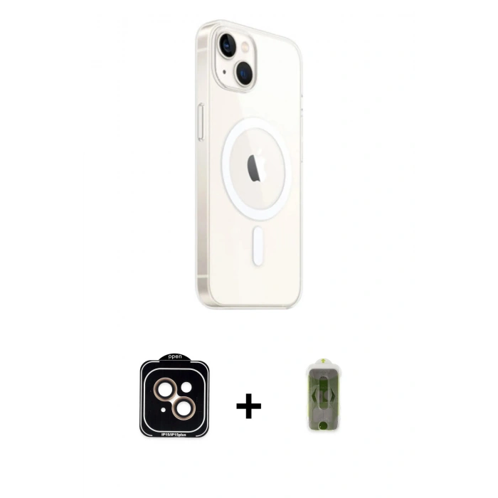 MARSİLYAN™- iPhone 14 Kılıf Ahenk Yansıma Prime - Siyah Joko Magic 5D Hayalet Cam + PVD Metal Kamera Lens - TU