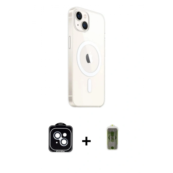 MARSİLYAN™- iPhone 14 Kılıf Ahenk Yansıma Prime - Siyah Joko Magic 5D Hayalet Cam + PVD Metal Kamera Lens - MI