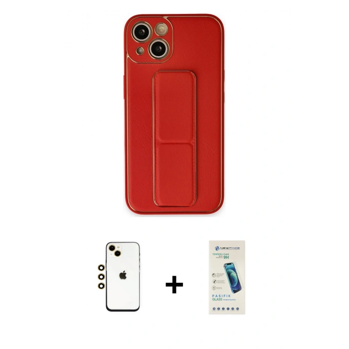 MARSİLYAN™- iPhone 14 Kılıf Akış Doku - Şeffaf Pasifik Cam Ekran Koruyucu + Shine Kamera Lens - GD
