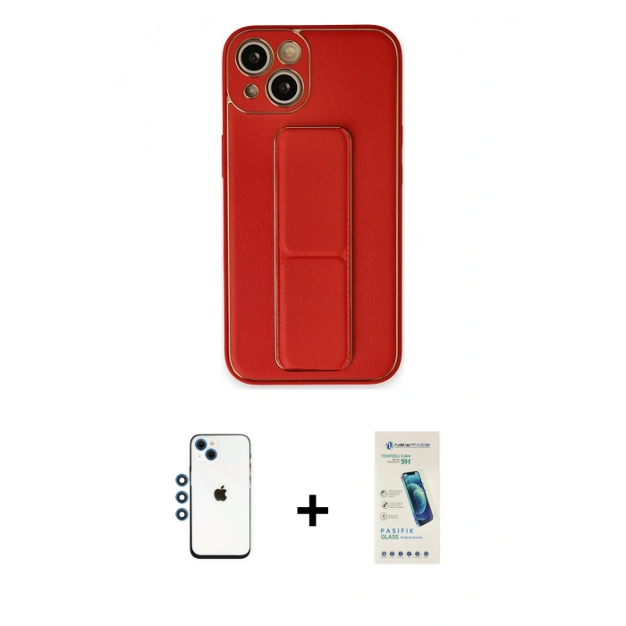 MARSİLYAN™- iPhone 14 Kılıf Akış Doku - Şeffaf Pasifik Cam Ekran Koruyucu + Shine Kamera Lens - MI