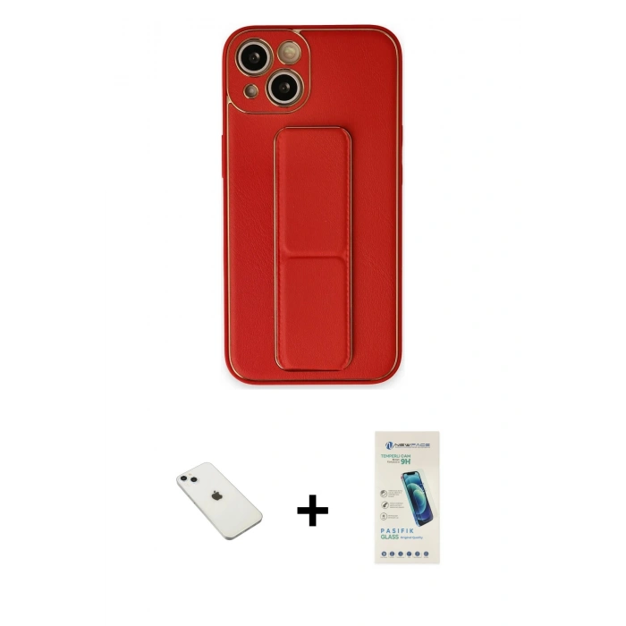 MARSİLYAN™- iPhone 14 Kılıf Akış Doku - Şeffaf Pasifik Cam Ekran Koruyucu + Sierra Blue Diamond Kamera Lens