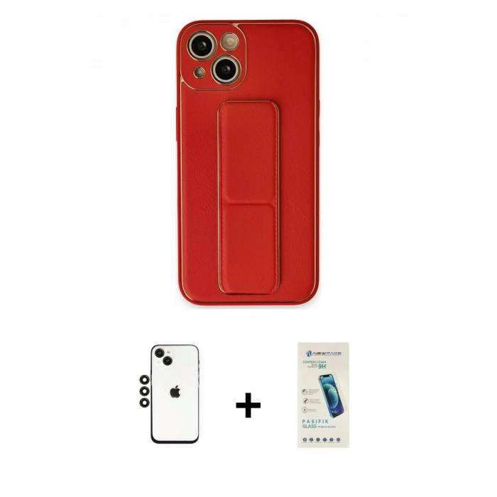 MARSİLYAN™- iPhone 14 Kılıf Akış Doku - Şeffaf Pasifik Cam Ekran Koruyucu + Shine Kamera Lens - SH