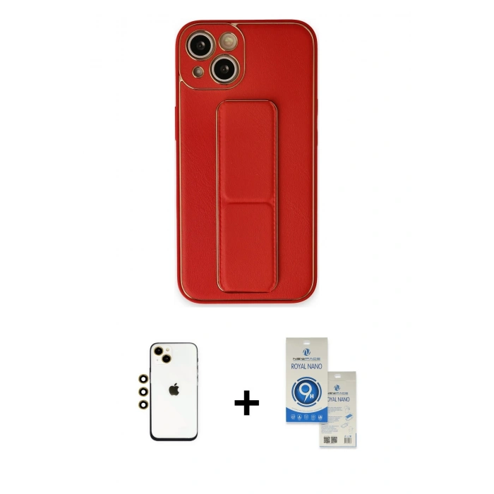 MARSİLYAN™- iPhone 14 Kılıf Akış Doku - Şeffaf Royal Nano Ekran Koruyucu + Shine Kamera Lens - GD