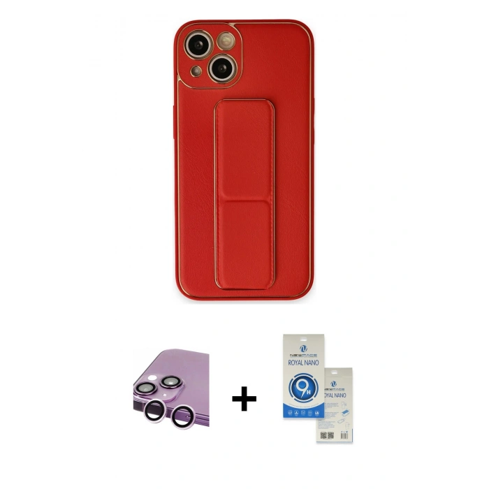 MARSİLYAN™- iPhone 14 Kılıf Akış Doku - Şeffaf Royal Nano Ekran Koruyucu + Raze Metal Kamera Lens - MR