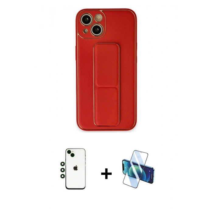 MARSİLYAN™- iPhone 14 Kılıf Akış Doku - Siyah 3D Antistatik Cam Ekran Koruyucu + Shine Kamera Lens - YL