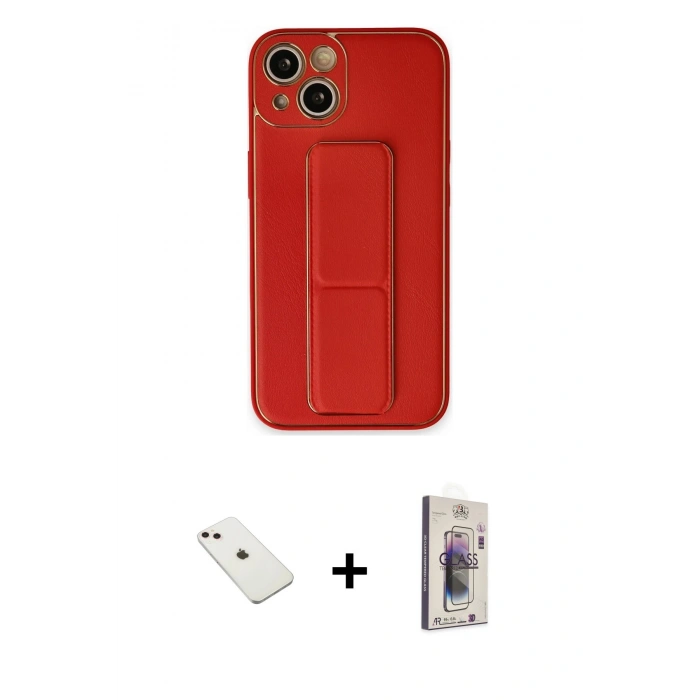 MARSİLYAN™- iPhone 14 Kılıf Akış Doku - Siyah Bilvis 3D Cam Ekran Koruyucu + Diamond Kamera Lens - PE