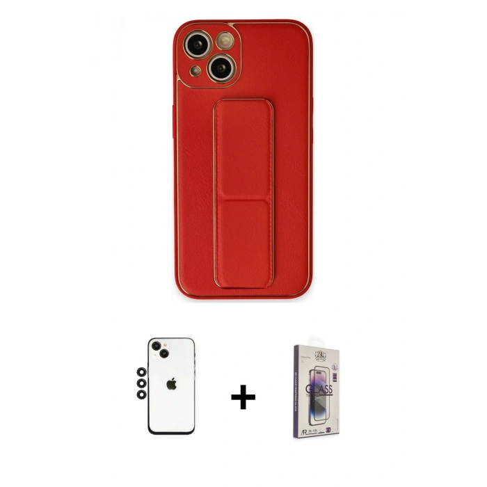 MARSİLYAN™- iPhone 14 Kılıf Akış Doku - Siyah Bilvis 3D Cam Ekran Koruyucu + Shine Kamera Lens - SH