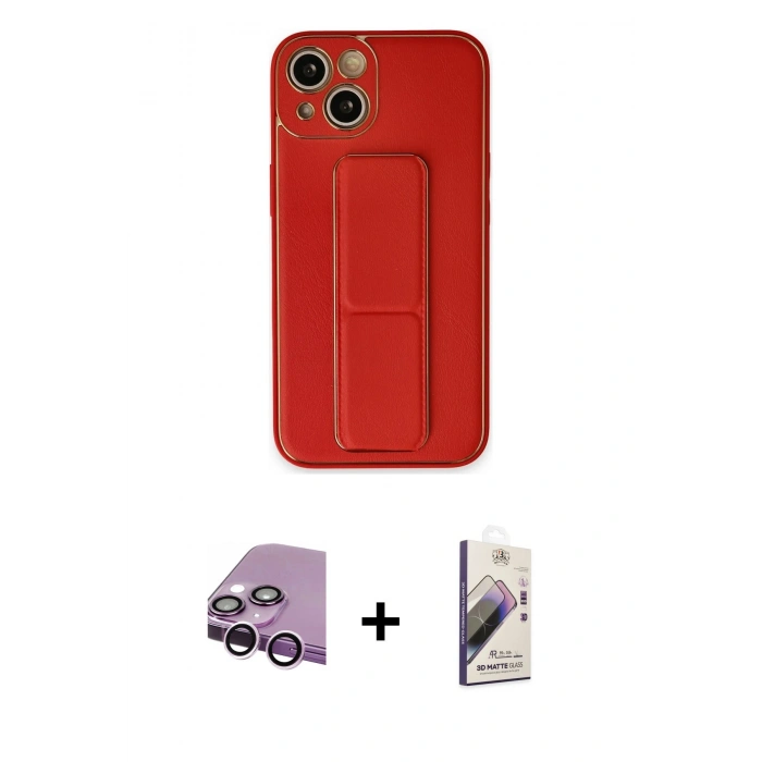 MARSİLYAN™- iPhone 14 Kılıf Akış Doku - Siyah Bilvis 3D Mat Cam Ekran Koruyucu + Raze Metal Kamera Lens - MR