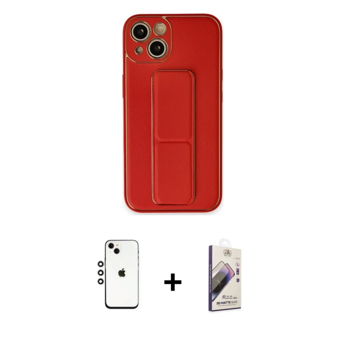 MARSİLYAN™- iPhone 14 Kılıf Akış Doku - Siyah Bilvis 3D Mat Cam Ekran Koruyucu + Shine Kamera Lens - GS