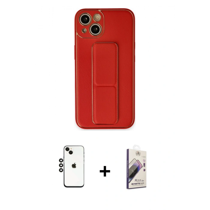 MARSİLYAN™- iPhone 14 Kılıf Akış Doku - Siyah Bilvis 3D Mat Cam Ekran Koruyucu + Shine Kamera Lens - SH