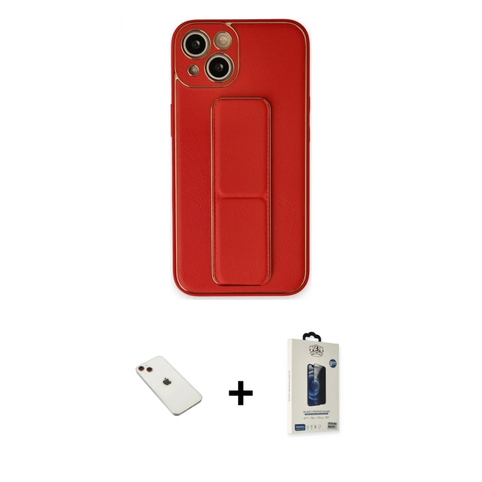 MARSİLYAN™- iPhone 14 Kılıf Akış Doku - Siyah Bilvis Hayalet Cam Ekran Koruyucu + Diamond Kamera Lens - KI