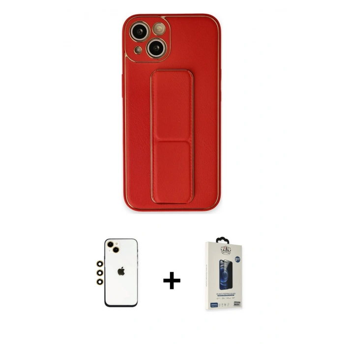 MARSİLYAN™- iPhone 14 Kılıf Akış Doku - Siyah Bilvis Hayalet Cam Ekran Koruyucu + Shine Kamera Lens - GD