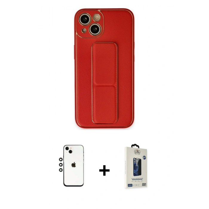 MARSİLYAN™- iPhone 14 Kılıf Akış Doku - Siyah Bilvis Hayalet Cam Ekran Koruyucu + Shine Kamera Lens - GS