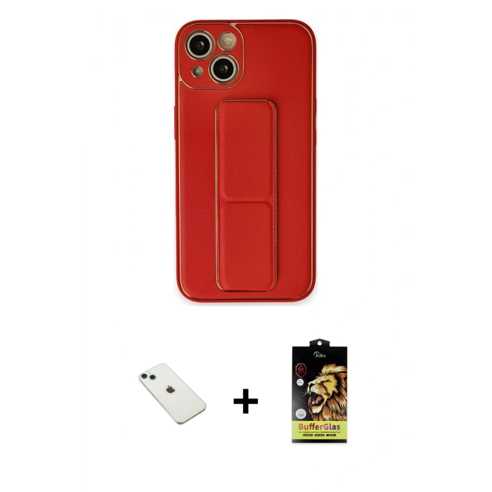 MARSİLYAN™- iPhone 14 Kılıf Akış Doku - Siyah Buffer Cam Ekran Koruyucu + Diamond Kamera Lens - YL