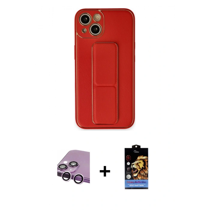MARSİLYAN™- iPhone 14 Kılıf Akış Doku - Siyah Buffer Hayalet Cam Ekran Koruyucu + Raze Metal Kamera Lens - MR