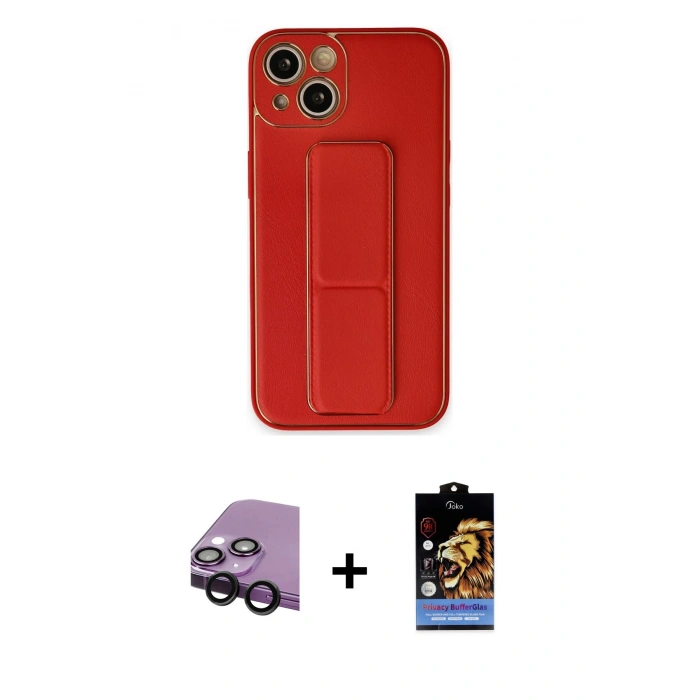 MARSİLYAN™- iPhone 14 Kılıf Akış Doku - Siyah Buffer Hayalet Cam Ekran Koruyucu + Raze Metal Kamera Lens - SH