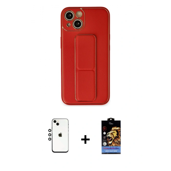 MARSİLYAN™- iPhone 14 Kılıf Akış Doku - Siyah Buffer Hayalet Cam Ekran Koruyucu + Shine Kamera Lens - GS