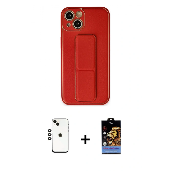 MARSİLYAN™- iPhone 14 Kılıf Akış Doku - Siyah Buffer Hayalet Cam Ekran Koruyucu + Shine Kamera Lens - SH