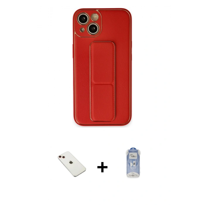 MARSİLYAN™- iPhone 14 Kılıf Akış Doku - Siyah Joko Magic 5D Cam + Diamond Kamera Lens - KI
