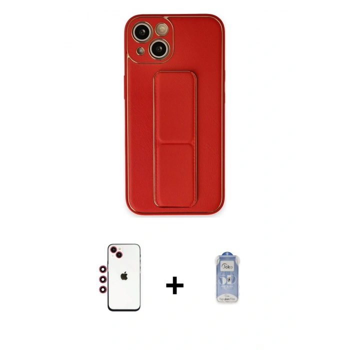 MARSİLYAN™- iPhone 14 Kılıf Akış Doku - Siyah Joko Magic 5D Cam + Shine Kamera Lens - KI