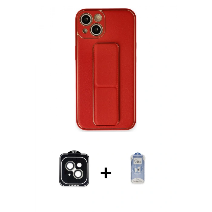 MARSİLYAN™- iPhone 14 Kılıf Akış Doku - Siyah Joko Magic 5D Cam + PVD Metal Kamera Lens - YL