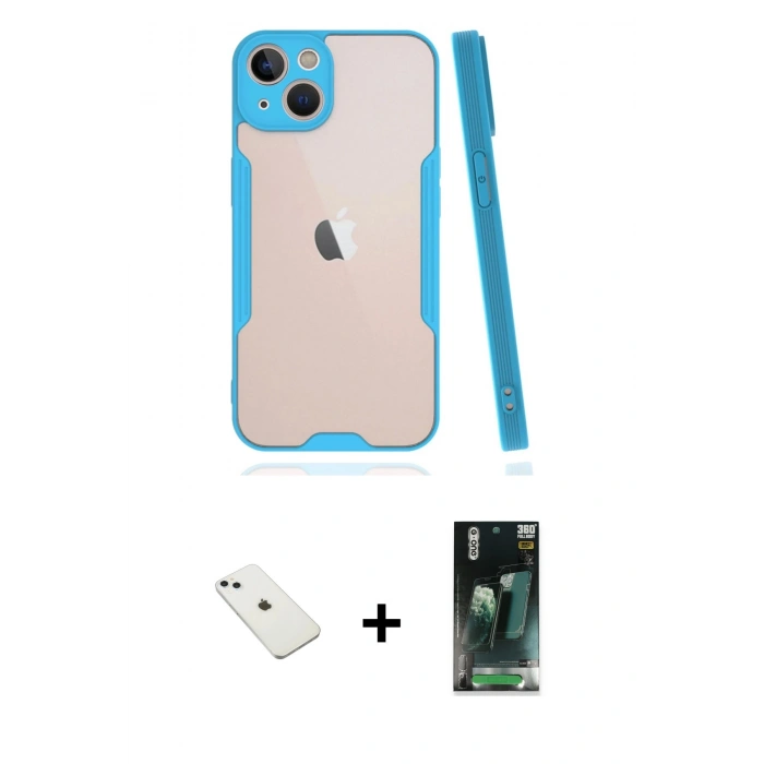 MARSİLYAN™- iPhone 14 Kılıf Atlas Asil Serisi - Şeffaf 360 Full Body Arka Koruyucu + Diamond Kamera Lens - SABE
