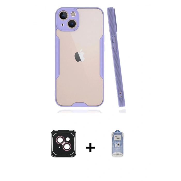 MARSİLYAN™- iPhone 14 Kılıf Atlas Asil Serisi - Siyah Joko Magic 5D Cam + PVD Metal Kamera Lens - PE