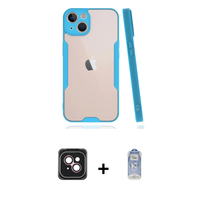 MARSİLYAN™- iPhone 14 Kılıf Atlas Asil Serisi - Siyah Joko Magic 5D Cam + PVD Metal Kamera Lens - PE