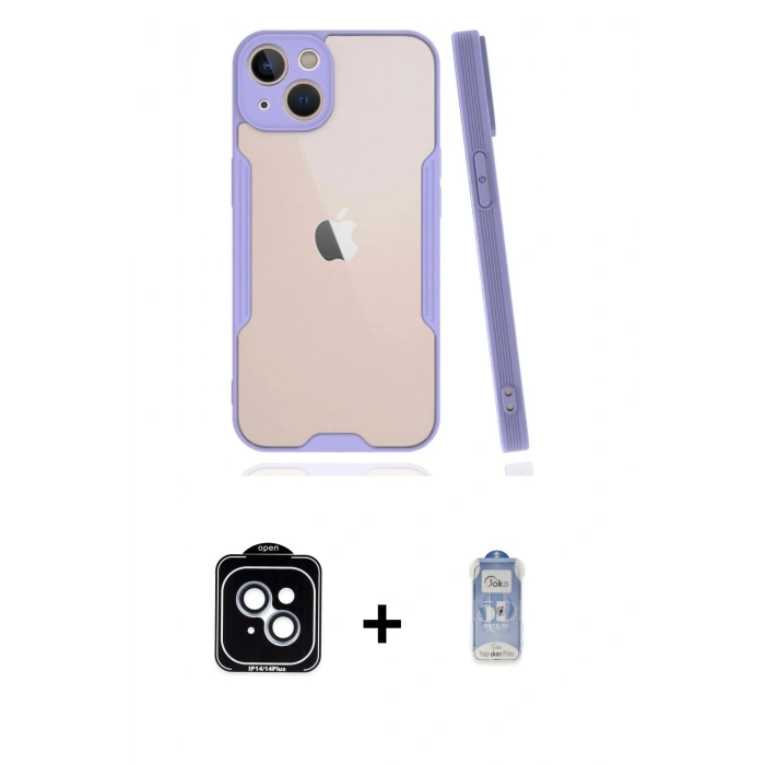 MARSİLYAN™- iPhone 14 Kılıf Atlas Asil Serisi - Siyah Joko Magic 5D Cam + PVD Metal Kamera Lens - MI