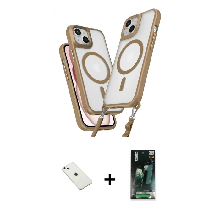 MARSİLYAN™- iPhone 14 Kılıf Atlas Doku Koleksiyonu - Şeffaf 360 Full Body Arka Koruyucu + Diamond Kamera Lens - SABE