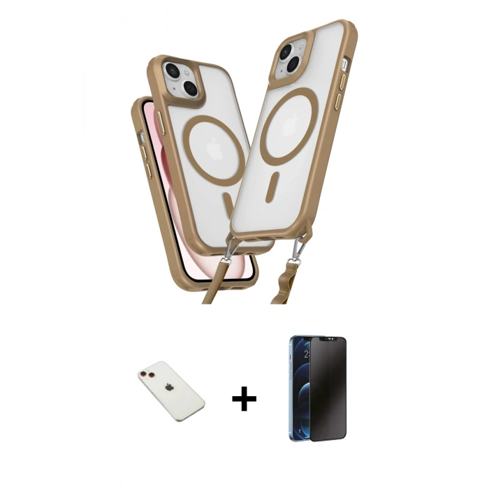 MARSİLYAN™- iPhone 14 Kılıf Atlas Doku Koleksiyonu - Siyah 3D Antistatik Hayalet Cam Ekran Koruyucu + Diamond Kamera Lens - KI