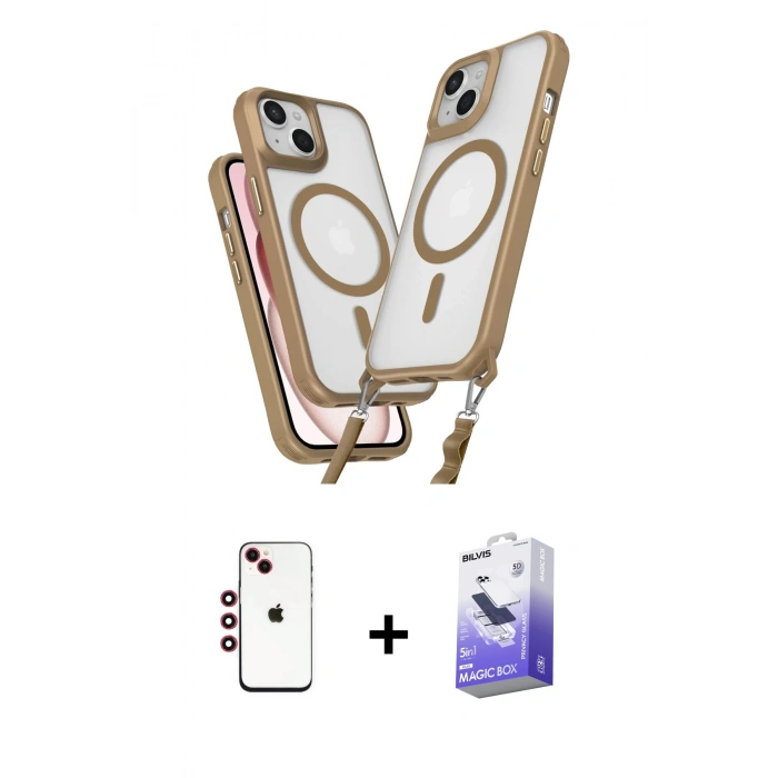 MARSİLYAN™- iPhone 14 Kılıf Atlas Doku Koleksiyonu - Siyah Bilvis 5in1 5D Magic Hayalet Cam Ekran Koruyucu + Shine Kamera Lens - KI