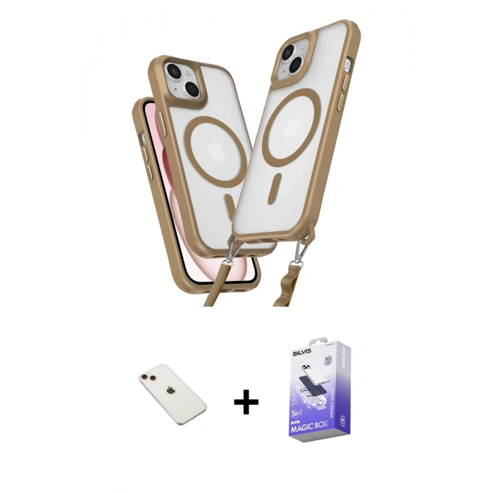 MARSİLYAN™- iPhone 14 Kılıf Atlas Doku Koleksiyonu - Siyah Bilvis 5in1 5D Magic Hayalet Cam Ekran Koruyucu + Diamond Kamera Lens - KI