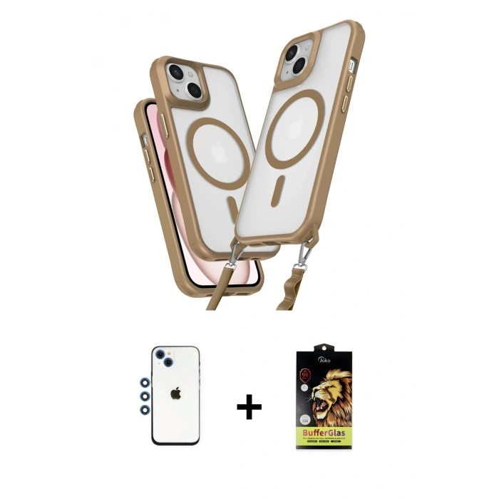 MARSİLYAN™- iPhone 14 Kılıf Atlas Doku Koleksiyonu - Siyah Buffer Cam Ekran Koruyucu + Mavi Shine Kamera Lens