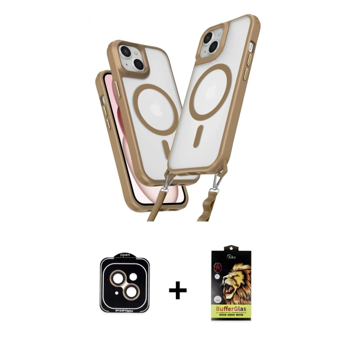 MARSİLYAN™- iPhone 14 Kılıf Atlas Doku Koleksiyonu - Siyah Buffer Cam Ekran Koruyucu + PVD Metal Kamera Lens - TU