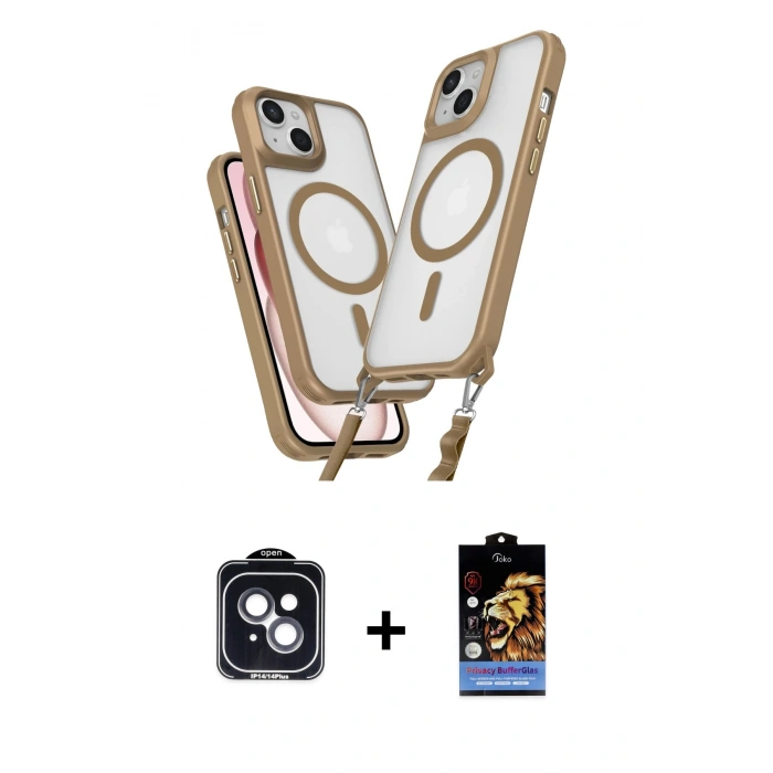MARSİLYAN™- iPhone 14 Kılıf Atlas Doku Koleksiyonu - Siyah Buffer Hayalet Cam Ekran Koruyucu + Siyah PVD Metal Kamera Lens