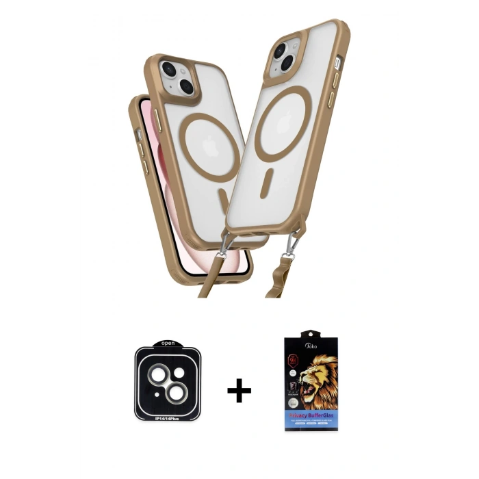 MARSİLYAN™- iPhone 14 Kılıf Atlas Doku Koleksiyonu - Siyah Buffer Hayalet Cam Ekran Koruyucu + PVD Metal Kamera Lens - YL
