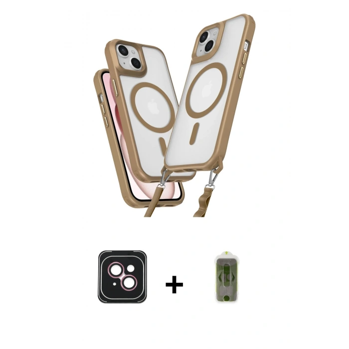 MARSİLYAN™- iPhone 14 Kılıf Atlas Doku Koleksiyonu - Siyah Joko Magic 5D Hayalet Cam + PVD Metal Kamera Lens - PE