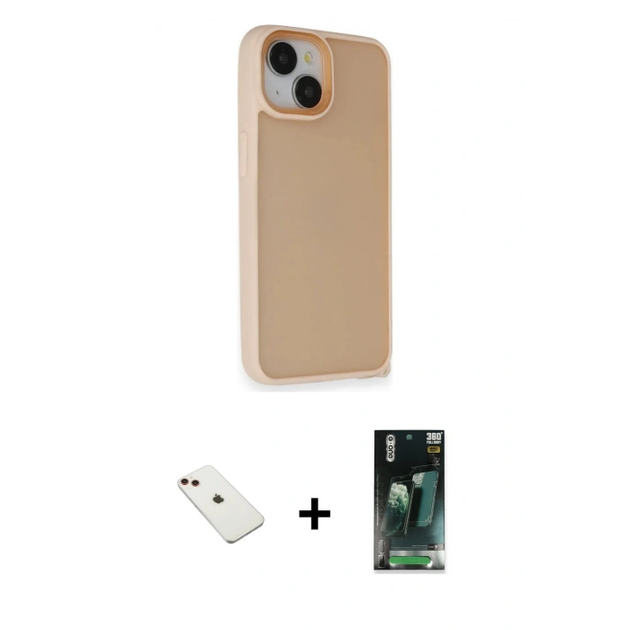 MARSİLYAN™- iPhone 14 Kılıf Atlas Form - Şeffaf 360 Full Body Arka Koruyucu + Diamond Kamera Lens - KI