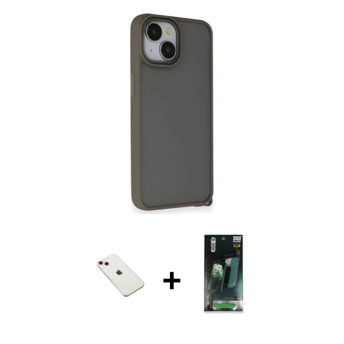MARSİLYAN™- iPhone 14 Kılıf Atlas Form - Şeffaf 360 Full Body Arka Koruyucu + Diamond Kamera Lens - KI