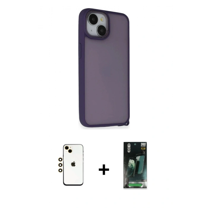 MARSİLYAN™- iPhone 14 Kılıf Atlas Form - Şeffaf 360 Full Body Arka Koruyucu + Shine Kamera Lens - GD