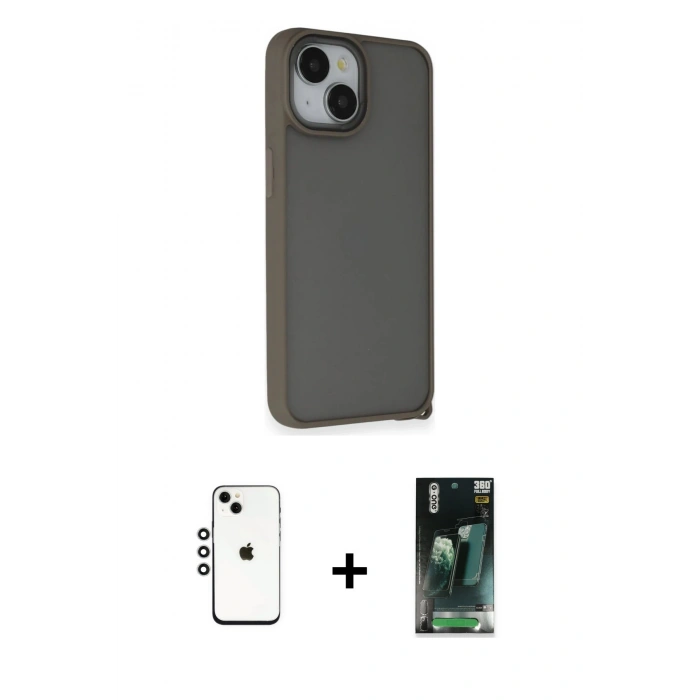 MARSİLYAN™- iPhone 14 Kılıf Atlas Form - Şeffaf 360 Full Body Arka Koruyucu + Shine Kamera Lens - GS