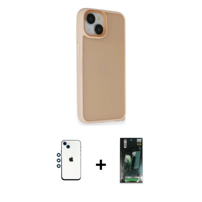 MARSİLYAN™- iPhone 14 Kılıf Atlas Form - Şeffaf 360 Full Body Arka Koruyucu + Shine Kamera Lens - MI