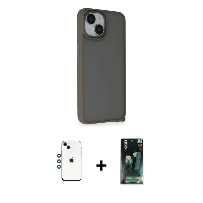 MARSİLYAN™- iPhone 14 Kılıf Atlas Form - Şeffaf 360 Full Body Arka Koruyucu + Shine Kamera Lens - MI
