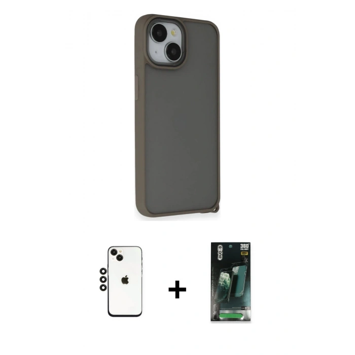 MARSİLYAN™- iPhone 14 Kılıf Atlas Form - Şeffaf 360 Full Body Arka Koruyucu + Shine Kamera Lens - SH