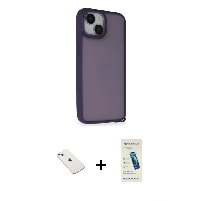 MARSİLYAN™- iPhone 14 Kılıf Atlas Form - Şeffaf Pasifik Cam Ekran Koruyucu + Diamond Kamera Lens - SABE