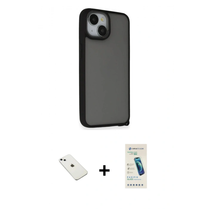 MARSİLYAN™- iPhone 14 Kılıf Atlas Form - Şeffaf Pasifik Cam Ekran Koruyucu + Diamond Kamera Lens - SABE