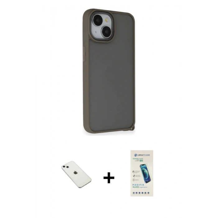 MARSİLYAN™- iPhone 14 Kılıf Atlas Form - Şeffaf Pasifik Cam Ekran Koruyucu + Diamond Kamera Lens - SABE